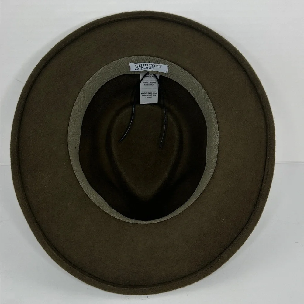 summer & rose Women's 100% Wool Fedora‎ One Size Olive Green